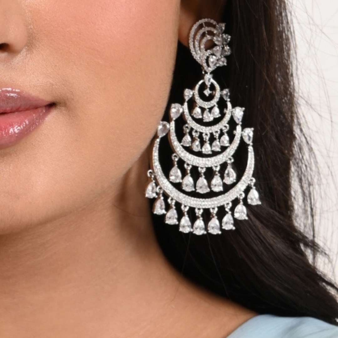 Trendy Diamond Chandbali Earrings - Main Image