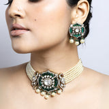 Falguni Kundan Pearl Choker with Earrings Set
