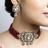 Ruby Kundan- Diamond Choker with Earrings Set
