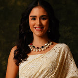 Navratan Necklace with Baroques and Earrings Set