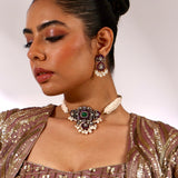 Navratna kundan Necklace with Earrings Set