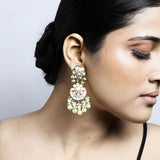 Antique Pearl Gold Plated Kundan Chandbali Earring