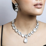 Single line Victorian kundan Necklace with Earrings Set
