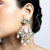 Pink Tourmaline Chandbali Earrings