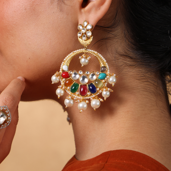 Navratan Chand Bali Earrings