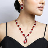 Scarlet Diamond Necklace with Earrings Set