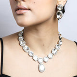 Single line Victorian kundan Necklace with Earrings Set