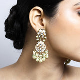 Antique Pearl Gold Plated Kundan Chandbali Earring