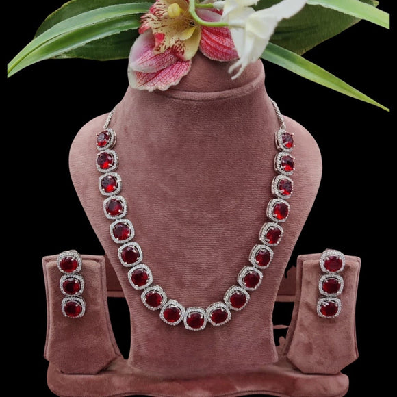 Sparkling Victorian Red Zircons Jewellery Set