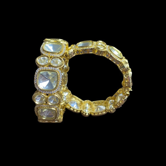 Victorian kundan Bangles in Gold Polish
