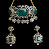 Osha Emerald Polki Diamond Choker with Earrings Set