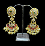 Antique Pearl Gold Plated Kundan Chandbali Earring For Women