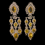 Lemon Quartz Diamond Multi layered Dangler Earrings