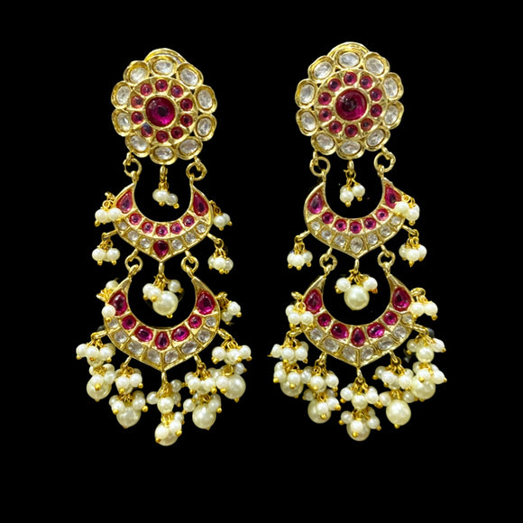 Ruby Double layered kundan Earrings