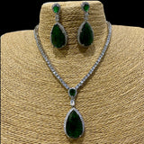 Myra Emerald Pendant Diamond Necklace with Earrings Set