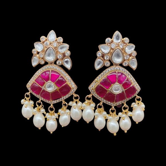Pink Chandbali Earrings