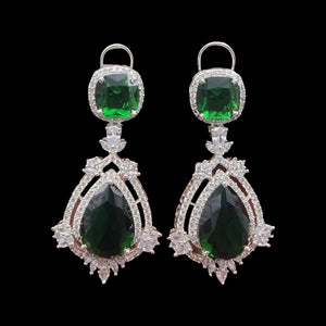 American Diamond Emerald Drop Earrings