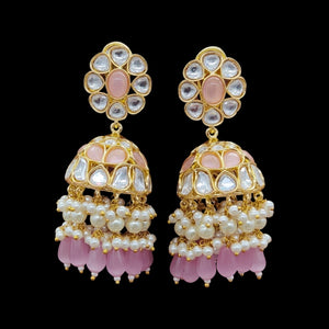 Pink Tourmaline Jhumka Earrings