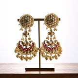 Antique Pearl Gold Plated Kundan Chandbali Earring For Women