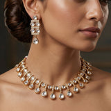 Diamond and Kundan Necklace Set with Earrings