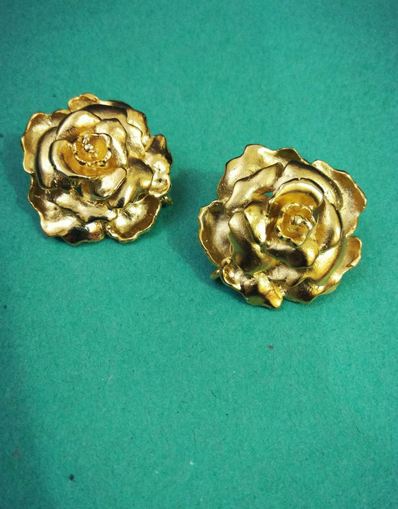 Gold Rose Stud Earrings - Ziva Art Jewellery