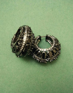 Black stones American Diamond Earrings - Ziva Art Jewellery