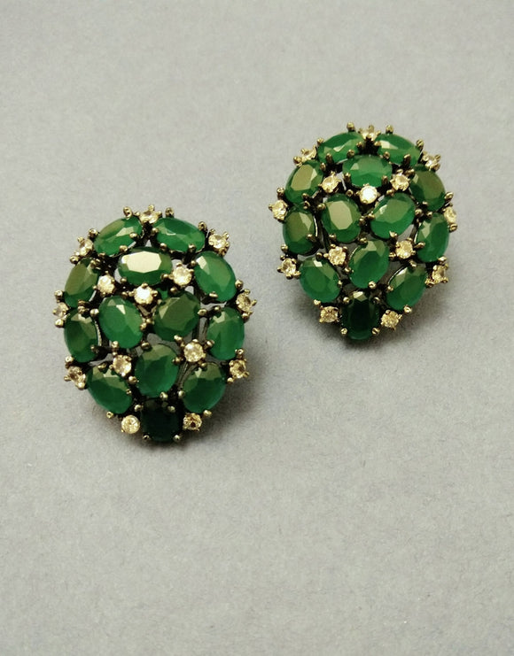 Emerald Stud Earrings - Ziva Art Jewellery