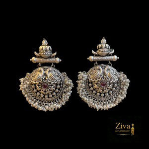 Hand crafted Silver Chand Bali Earrings