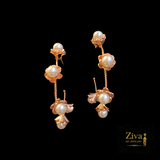 Rose Gold Pearl Hoop Earrings