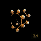 Rose Gold Pearl Hoop Earrings