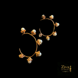 Rose Gold Pearl Hoop Earrings