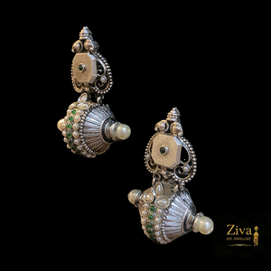 Silver Damru Earrings