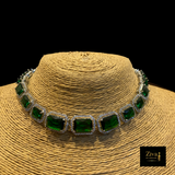 Indo western Green Diamond choker with Earrings Set