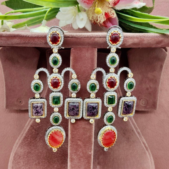 Multicoloured Stones Zircon Earrings