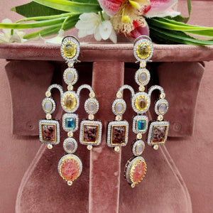 Multicoloured Stones Zircon Earrings