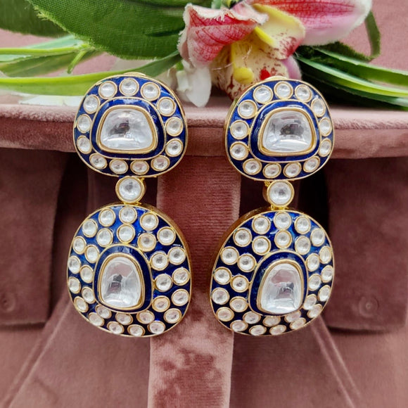 Blue Meenakari Polki Earrings