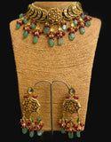Kundan Chokar with Emerald Quartz drops - Ziva Art Jewellery