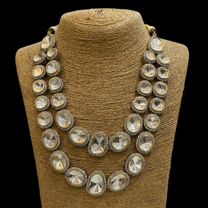 Double line Victorian kundan Necklace with Earrings Set