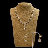 Uncut kundan Single line Necklace with Earrings Set