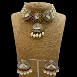 Ruby Kundan and Diamond choker-necklace with Earrings Set