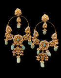 Aqua Marine Stones Kundan Earrings - Ziva Art Jewellery