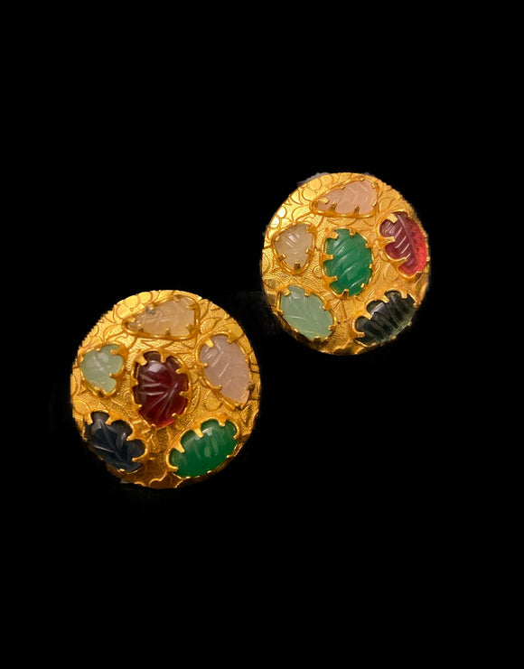 Multi colored Button Earrings - Ziva Art Jewellery