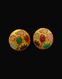 Multi colored Button Earrings - Ziva Art Jewellery