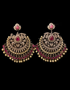 Victorian Ruby Chand Bali Earrings - Ziva Art Jewellery