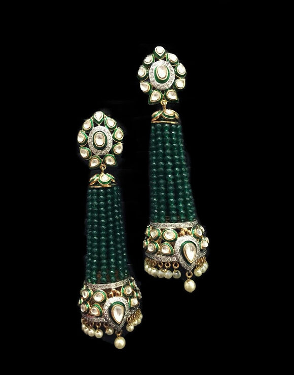 Long Green Fusion Earrings - Ziva Art Jewellery