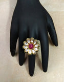 Kundan Ring with Ruby stones - Ziva Art Jewellery
