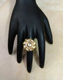 Kundan Ring with American Diamonds - Ziva Art Jewellery