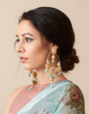 Aqua Marine Stones Kundan Earrings - Ziva Art Jewellery