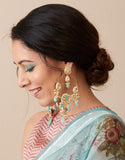 Aqua Marine Stones Kundan Earrings - Ziva Art Jewellery