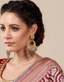 Grey and Pink Beads Chandbali Earrings - Ziva Art Jewellery